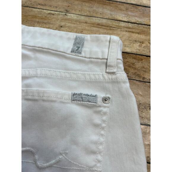 7 For All Mankind White Denim Cut Off Shorts Size 28 - Picture 5 of 10